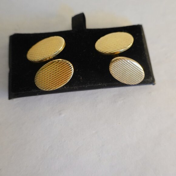 VINTAGE ART DECO DOUBLE PANEL GOLD Gilt Sterling CUFFLINKS - Picture 1 of 3